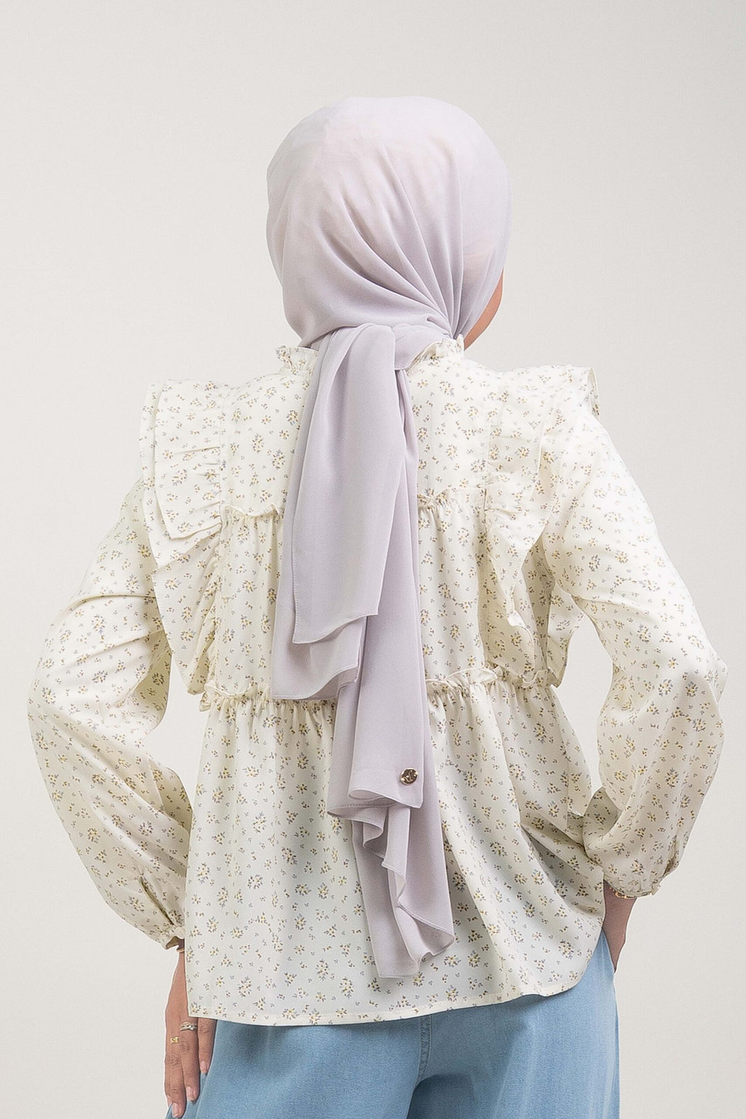 Uzmaa Ruffled Floral Blouse Cream
