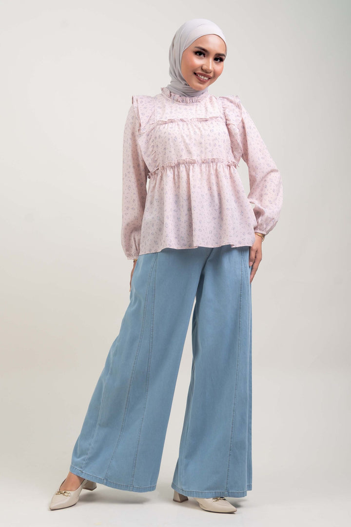 Ellen Denim Palazzo Pants Light Blue