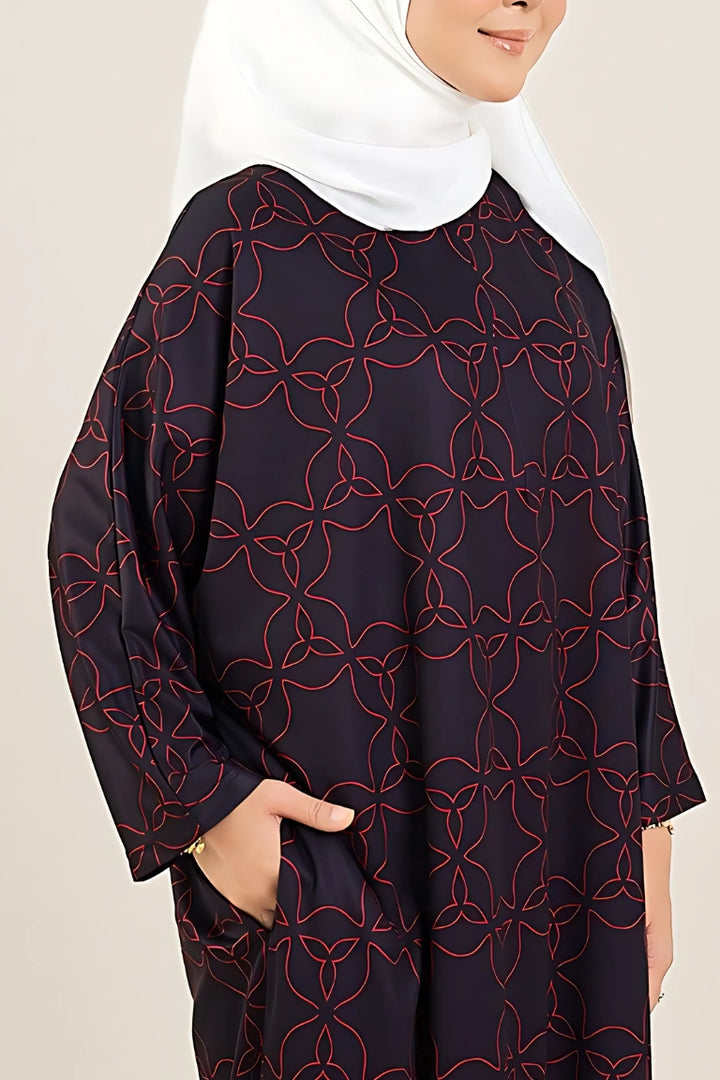 Zaireen Kaftan Black-Red