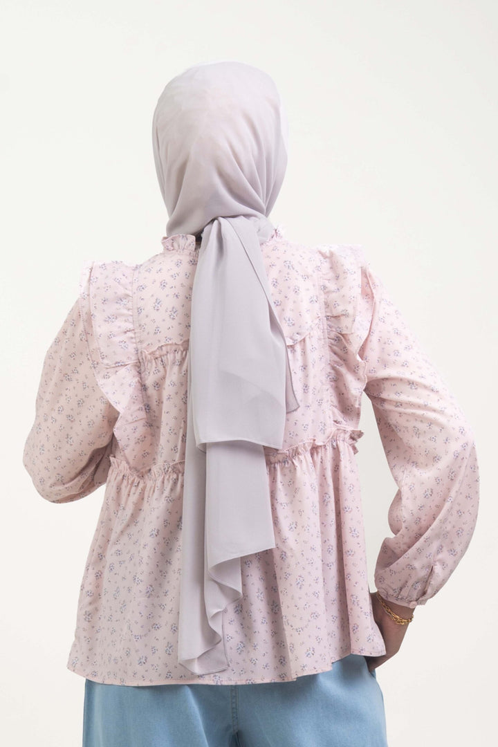 Uzmaa Ruffled Floral Blouse Pink