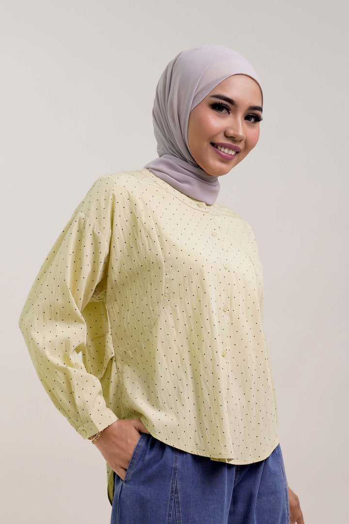 Nuha Polka Dot Cotton Blouse Yellow