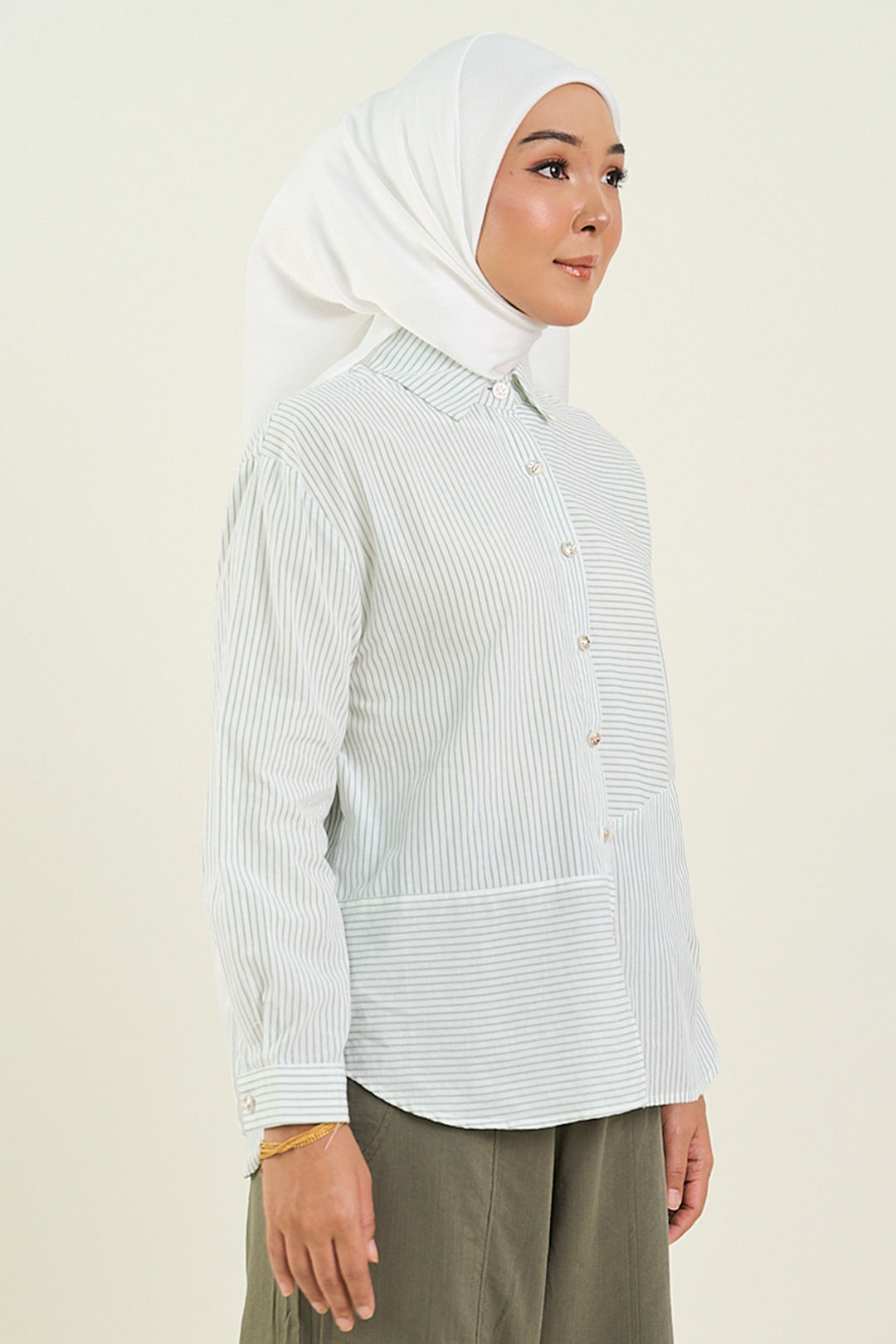Adila Striped Print Shirt Dusty Green