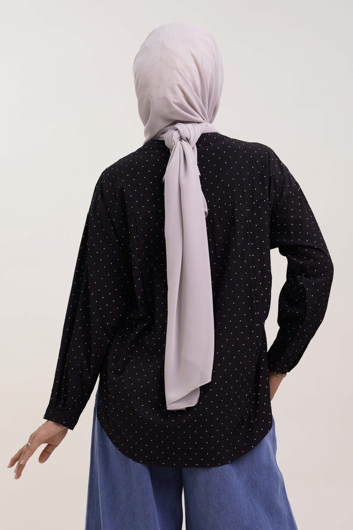 Nuha Polka Dot Cotton Blouse Black