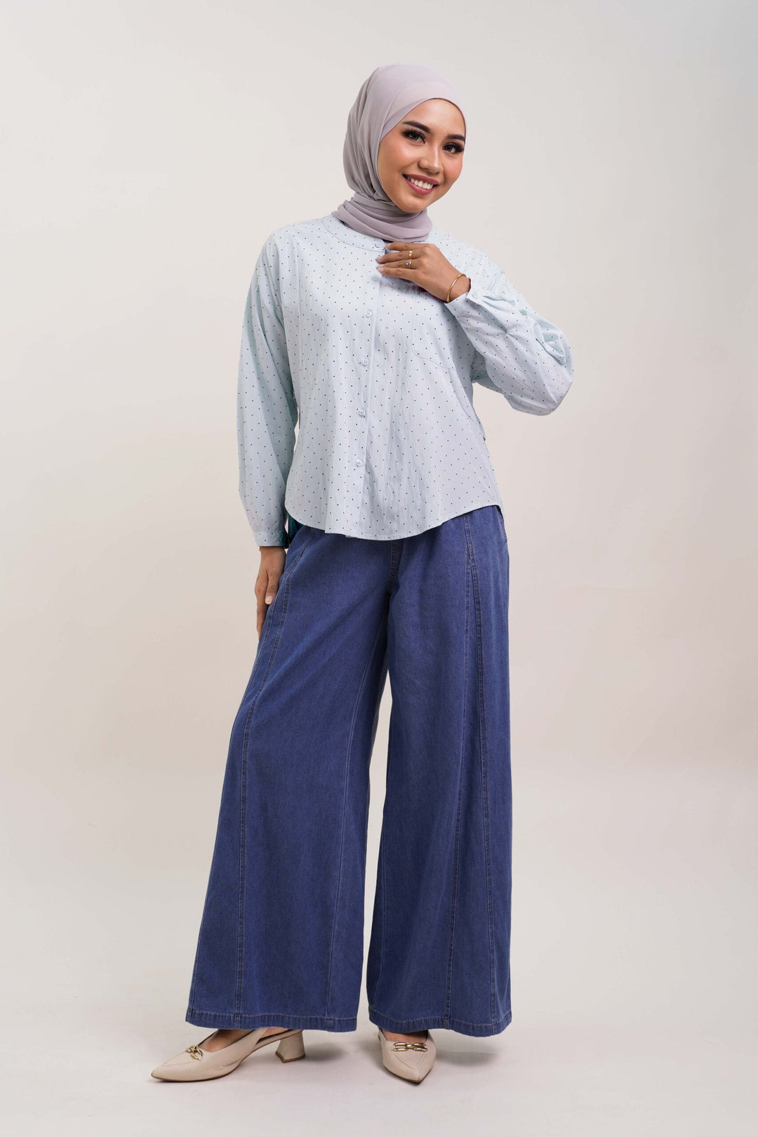 Ellen Denim Palazzo Pants Medium Blue