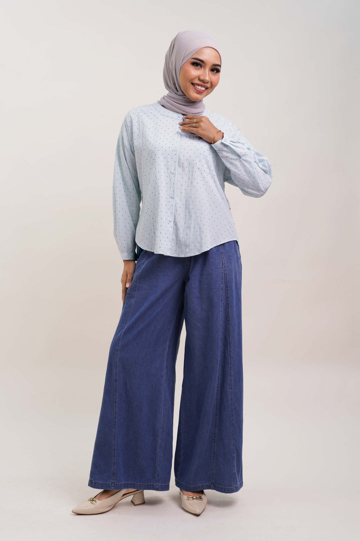 Ellen Denim Palazzo Pants Medium Blue