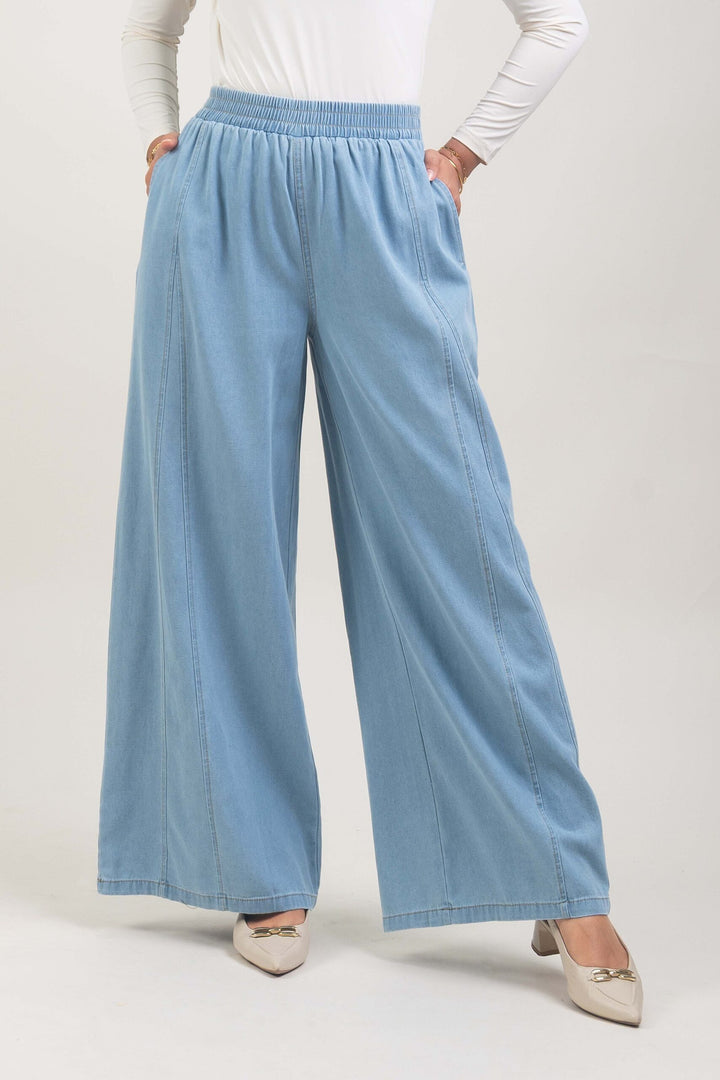 Ellen Denim Palazzo Pants Light Blue