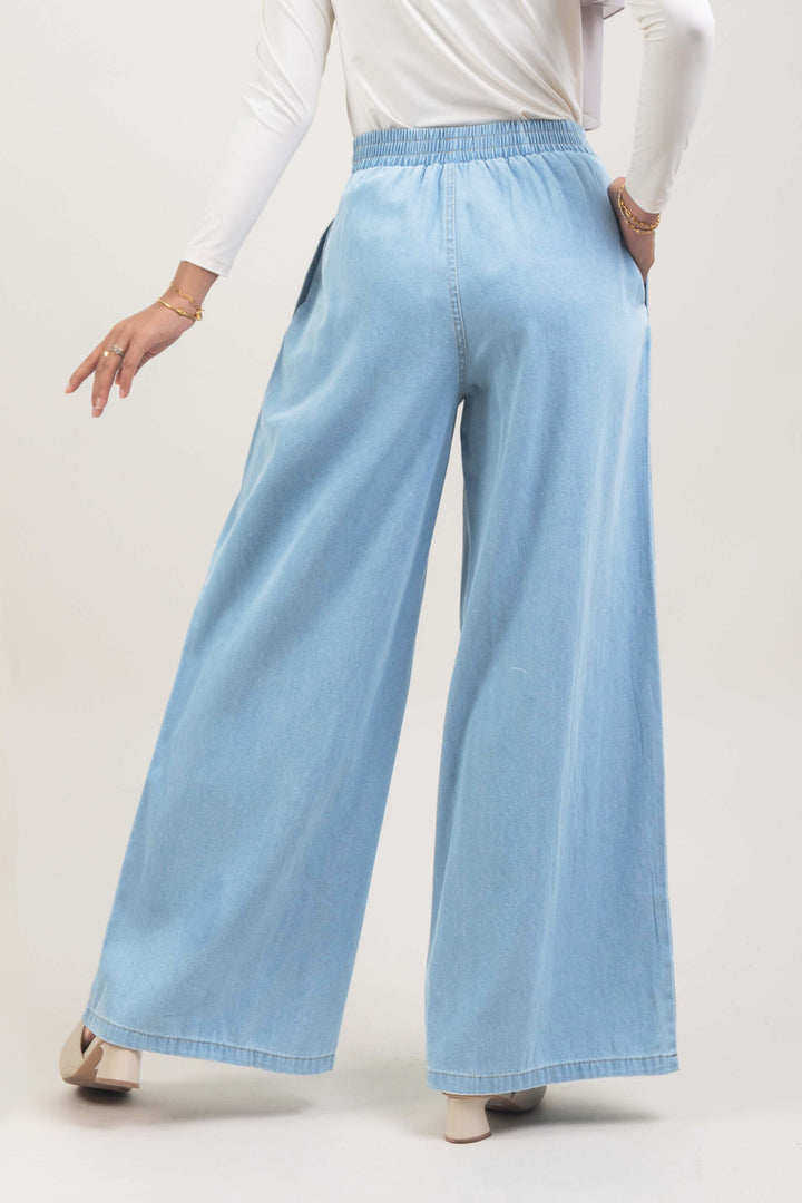 Ellen Denim Palazzo Pants Light Blue