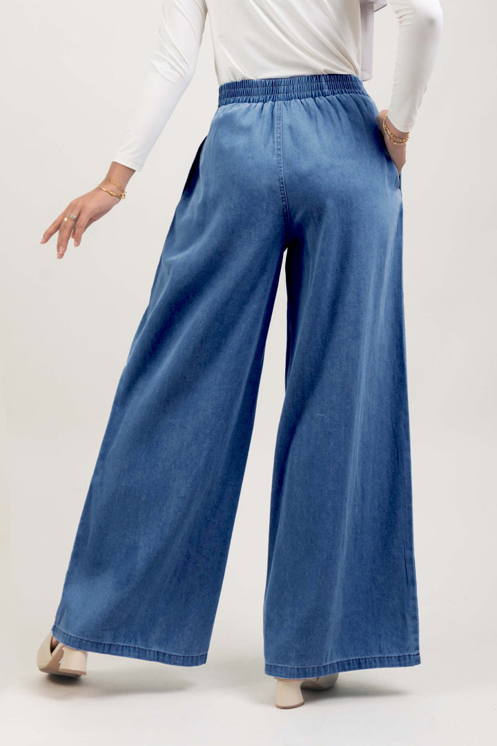 Ellen Denim Palazzo Pants Medium Blue