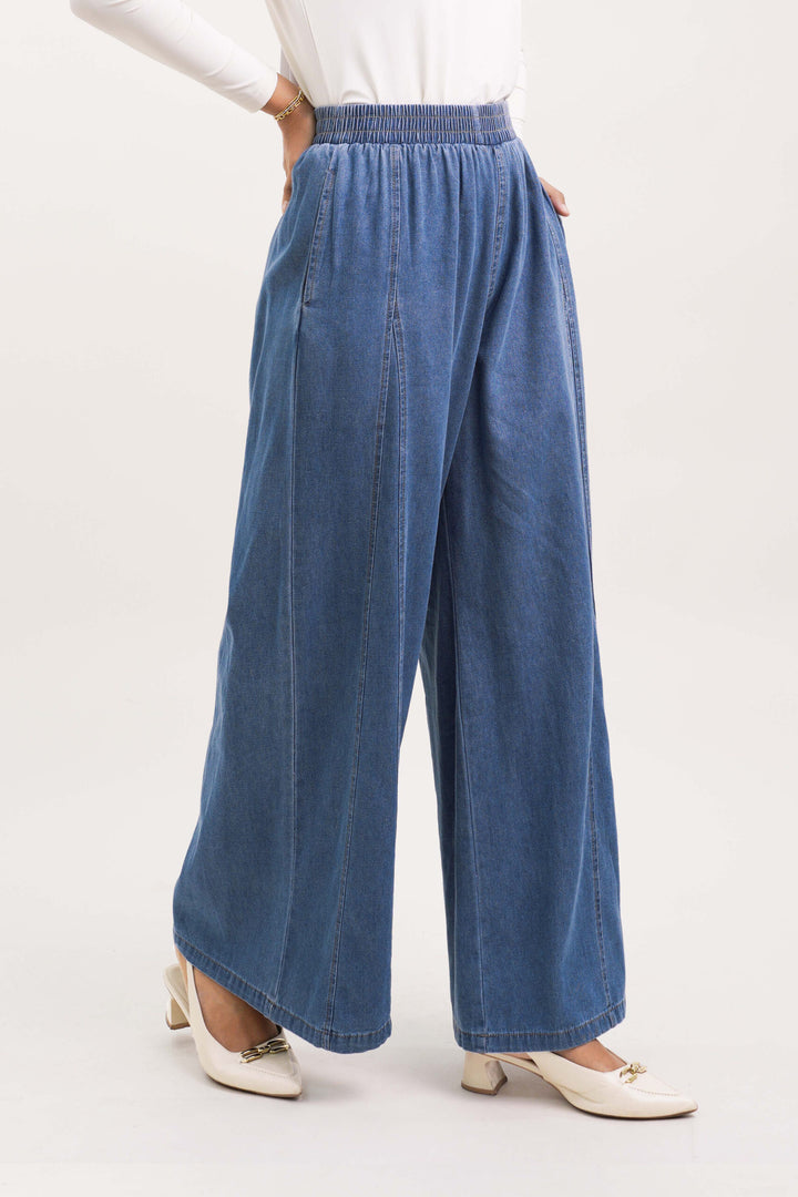 Ellen Denim Palazzo Pants Medium Blue