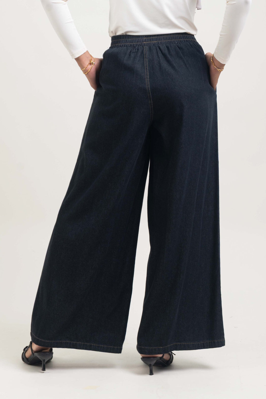 Ellen Denim Palazzo Pants Black