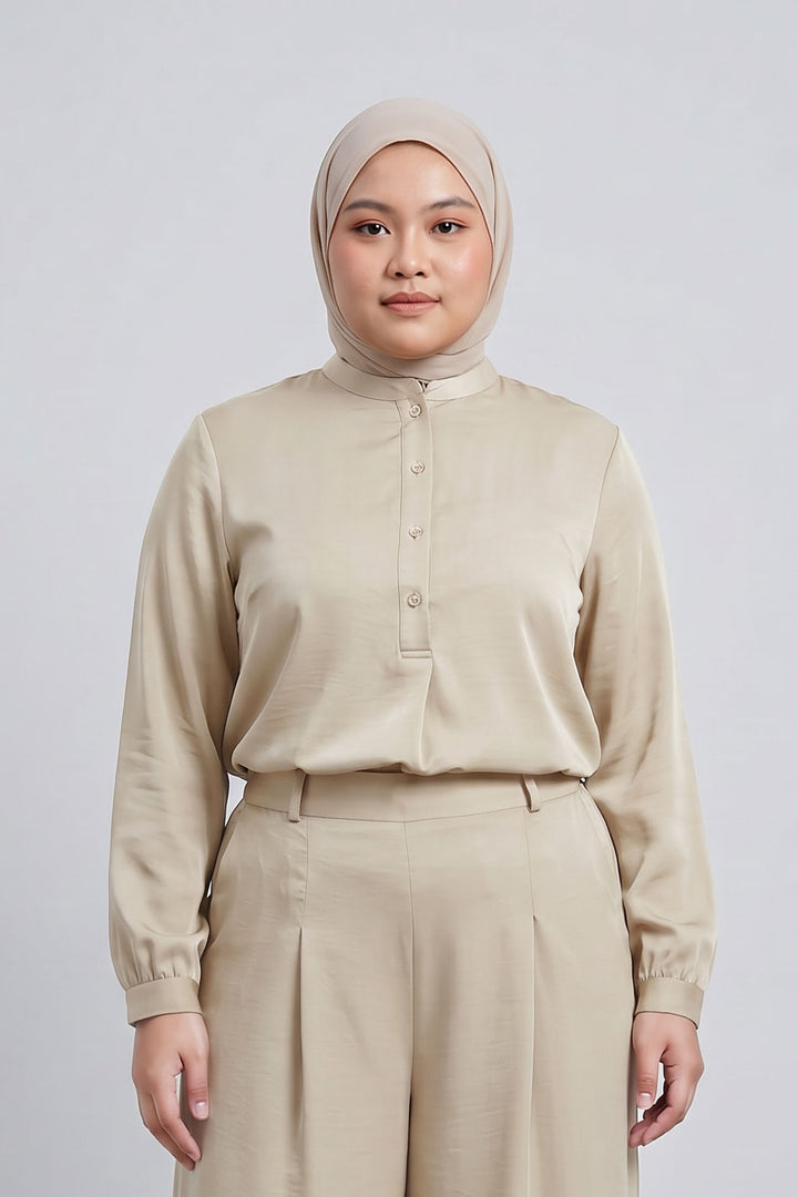 Wilda Plus Crushed Satin Blouse