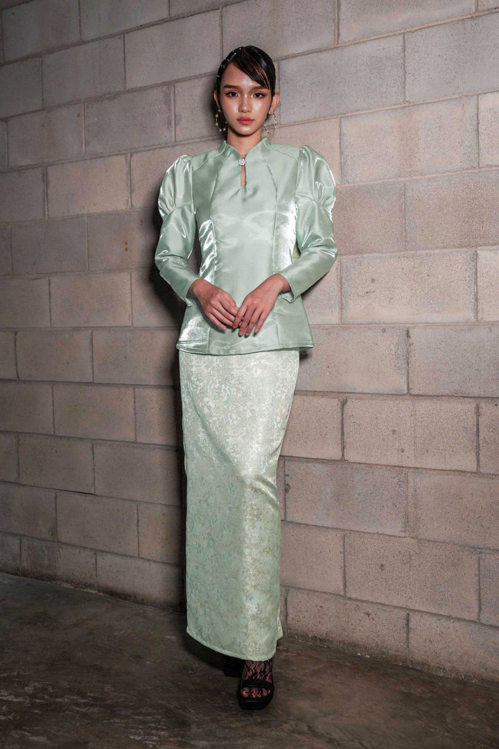 Zeeya Kurung in Dusty Green