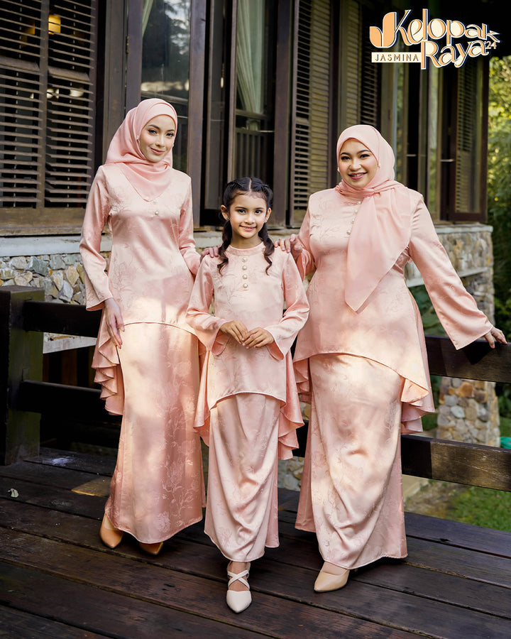 Mawar Kids Kurung Peach