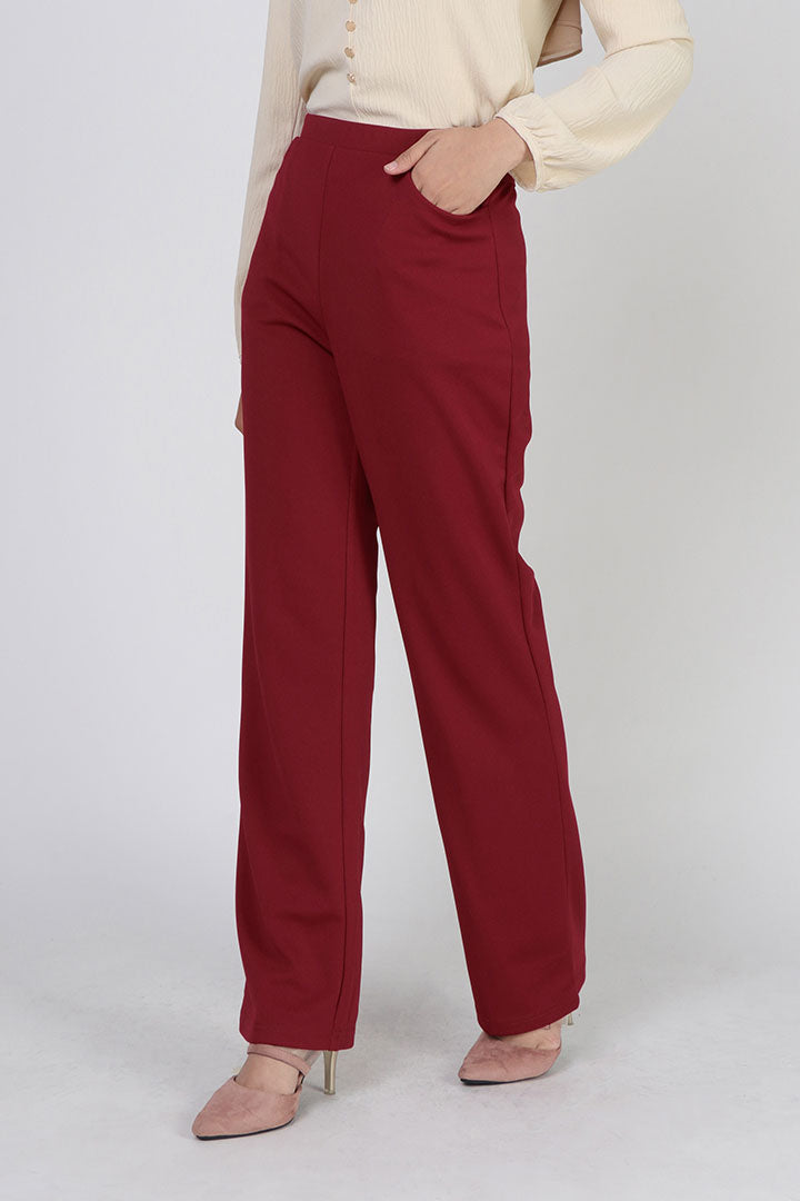 Hazel Straight Leg Pant Maroon