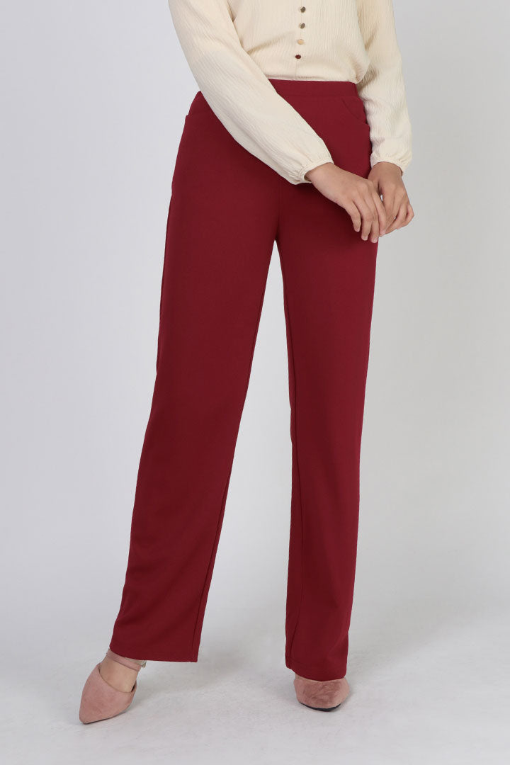 Hazel Straight Leg Pant Maroon