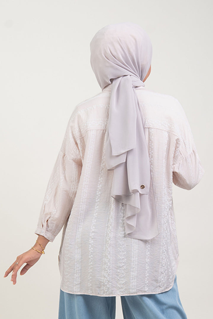 Cassie Embossed Cotton Fusion Blouse Pastel Pink