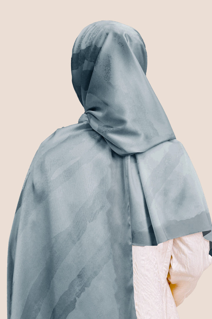 Qaisara Satin Printed Shawl Grey