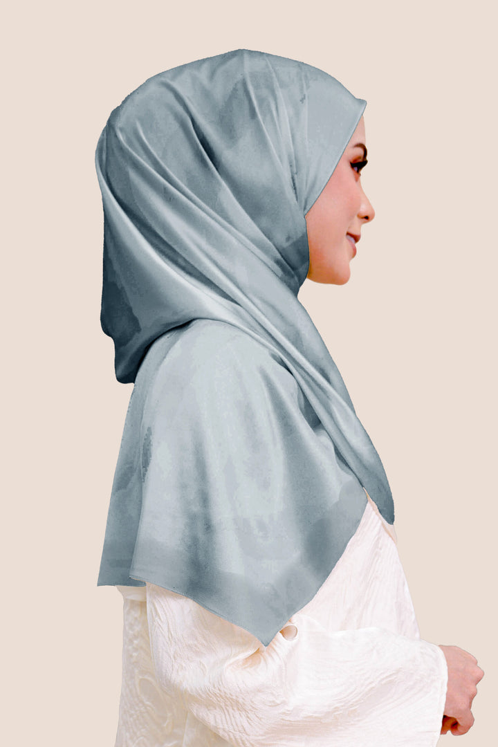 Qaisara Satin Printed Shawl Grey