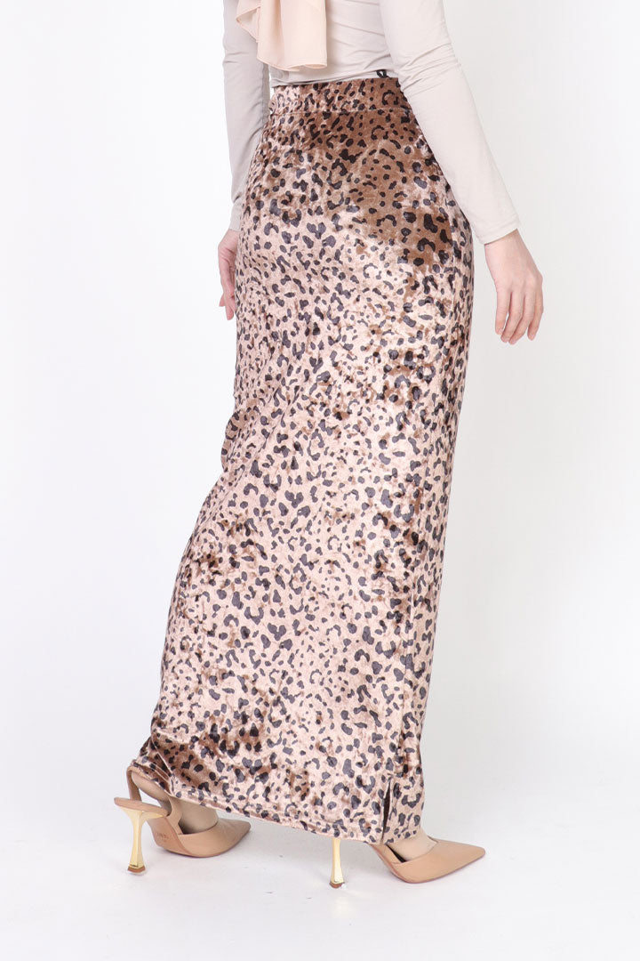 Leopard Velvet Skirt Coffee