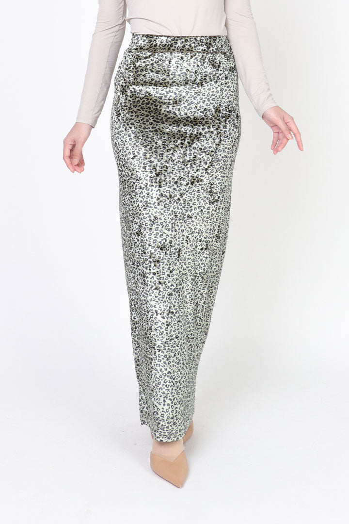 Leopard Velvet Skirt Green