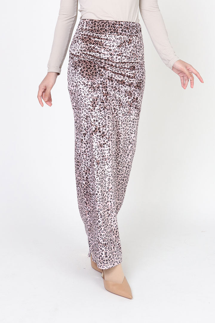 Leopard Velvet Skirt Pink