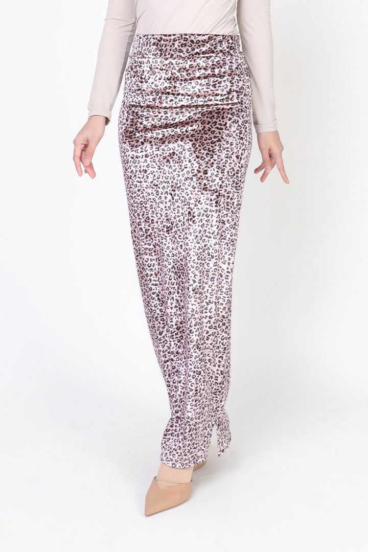 Leopard Velvet Skirt Pink