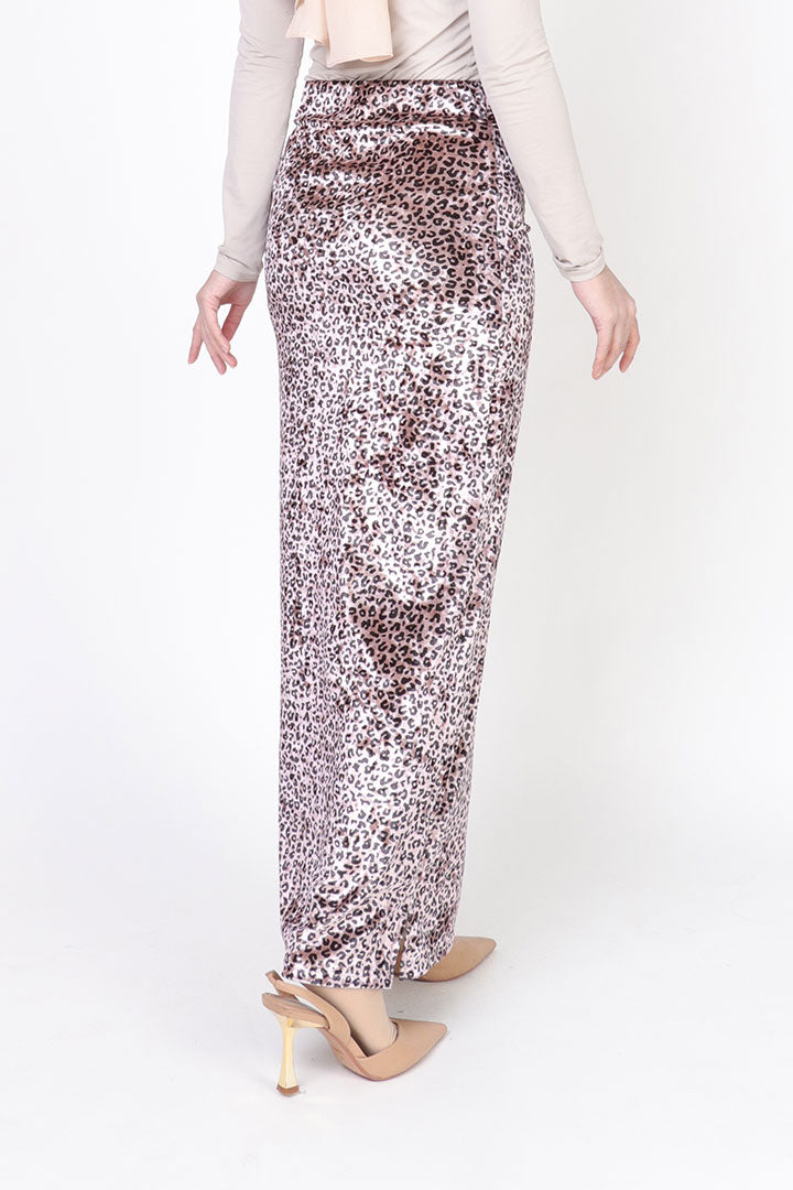 Leopard Velvet Skirt Pink