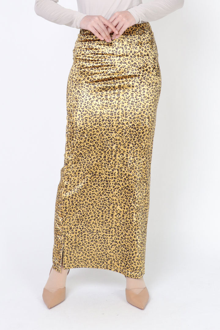 Leopard Velvet Skirt Yellow
