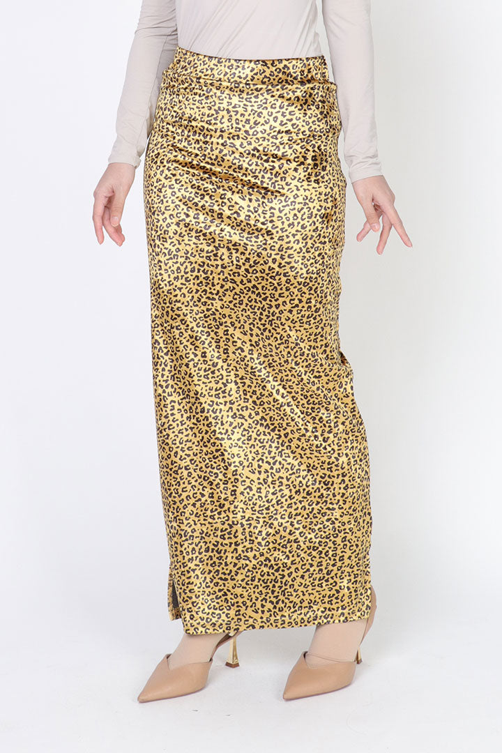 Leopard Velvet Skirt Yellow