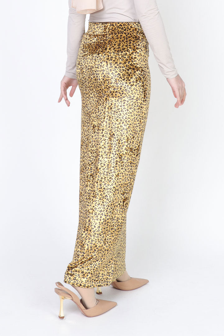 Leopard Velvet Skirt Yellow