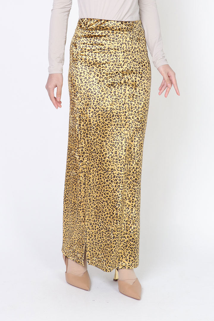 Leopard Velvet Skirt Yellow