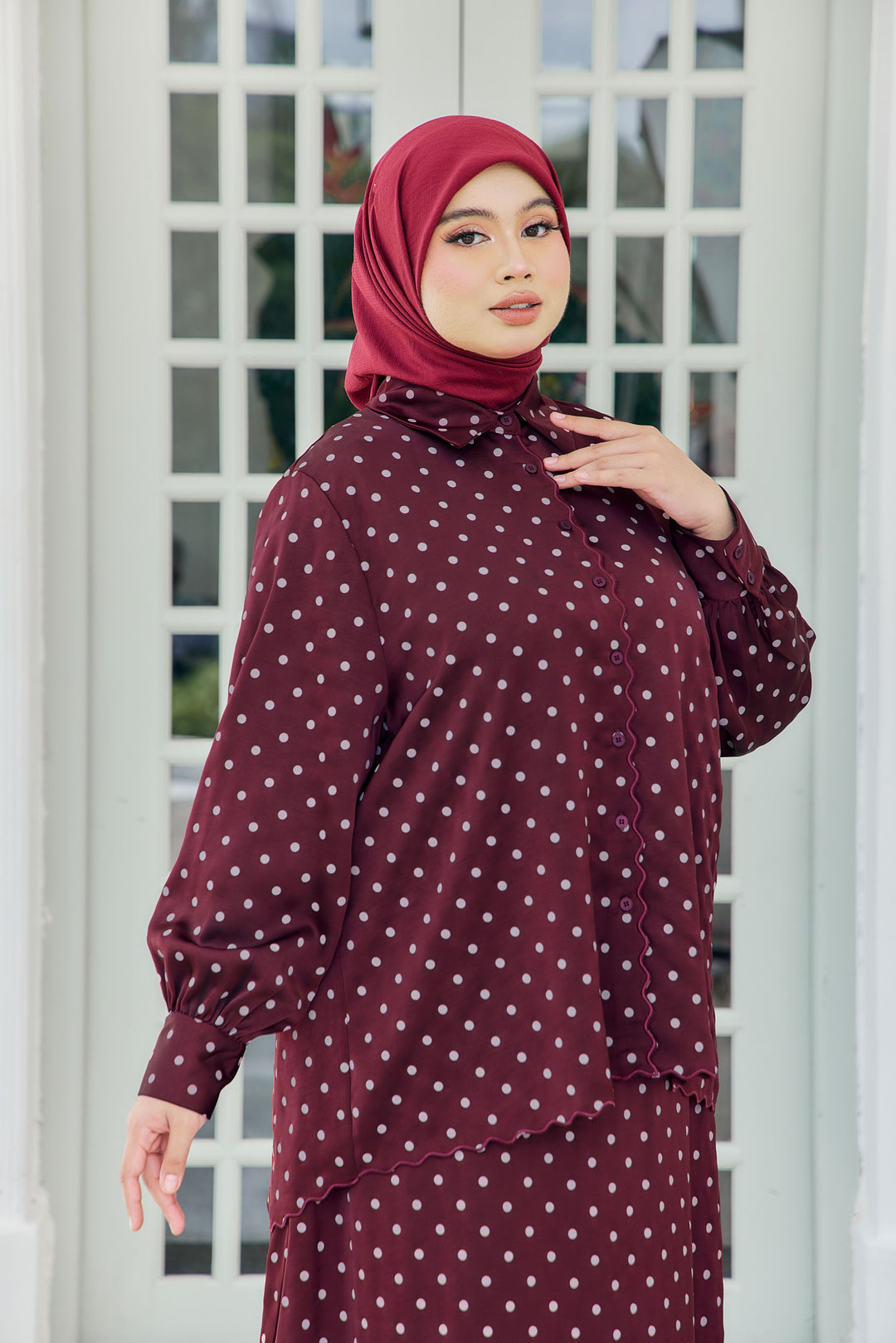 Alani Plus Embroidery Polka Dot Blouse