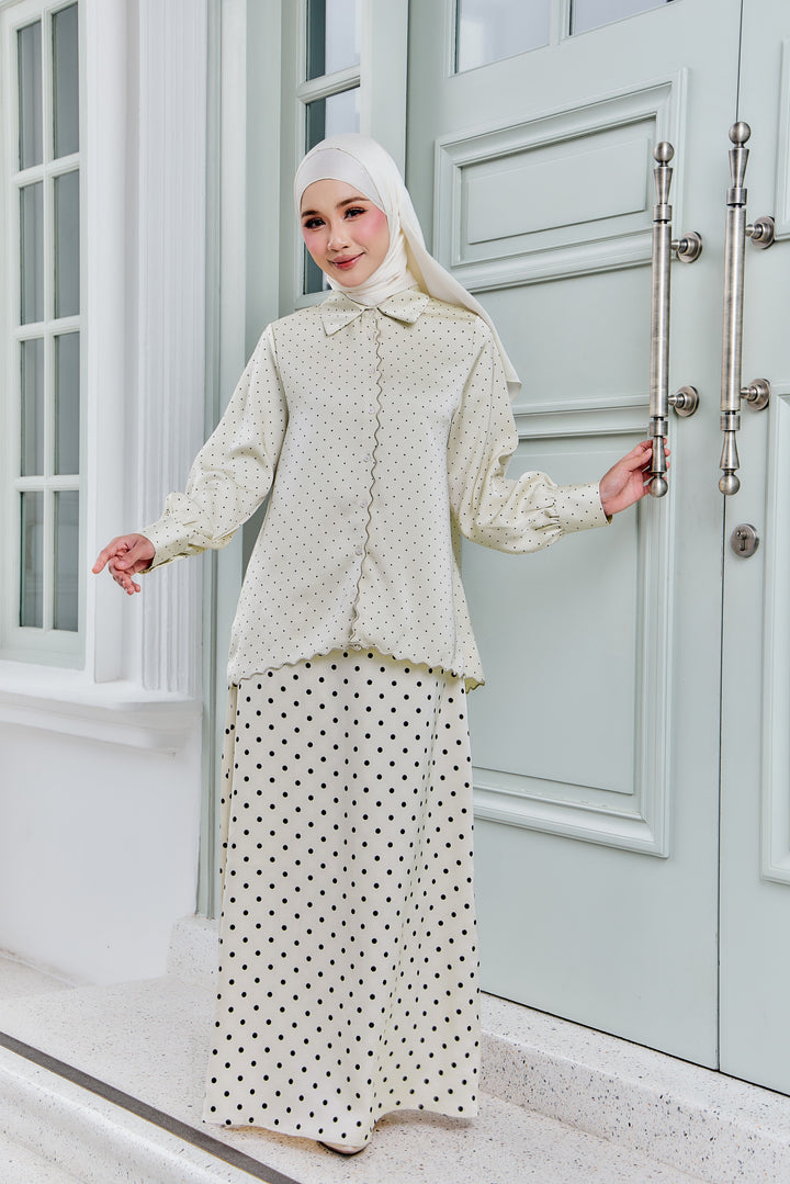 Ariella Embroidery Mini Polka Dot Blouse