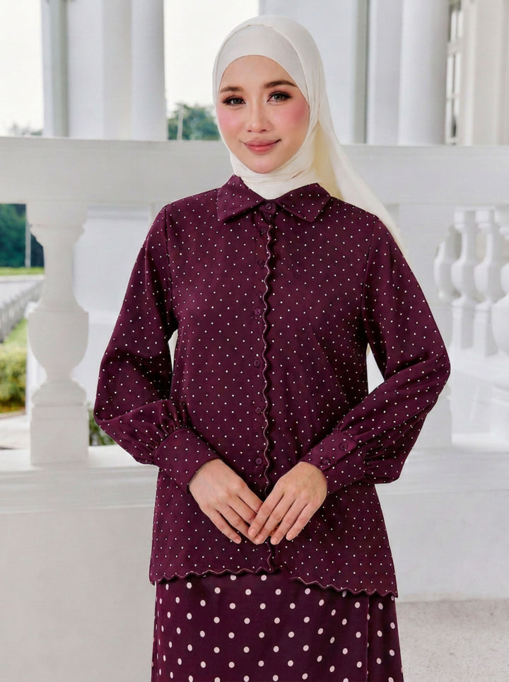 Ariella Embroidery Mini Polka Dot Blouse