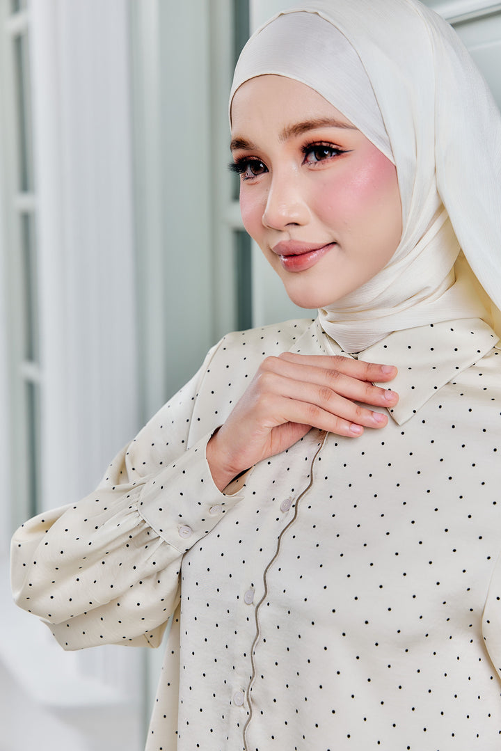 Ariella Embroidery Mini Polka Dot Blouse