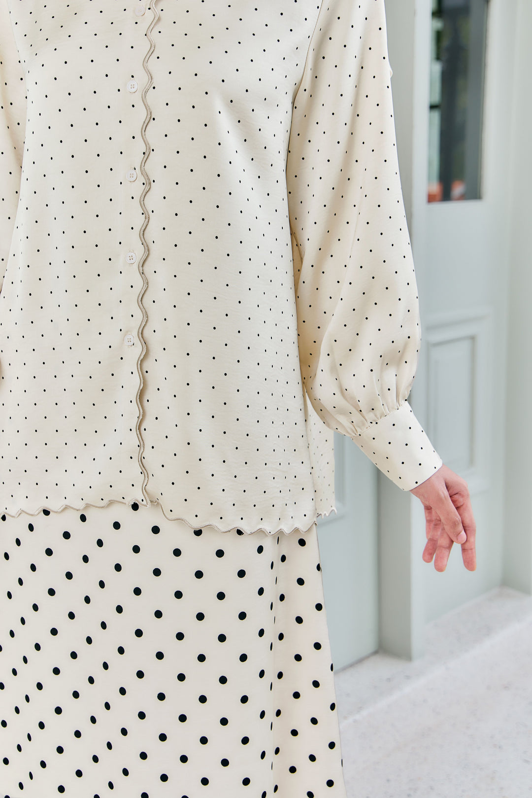 Ariella Embroidery Mini Polka Dot Blouse