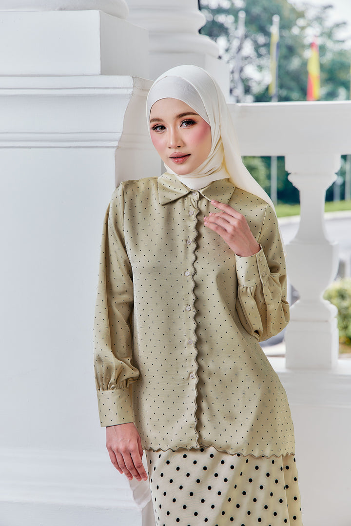 Ariella Embroidery Mini Polka Dot Blouse