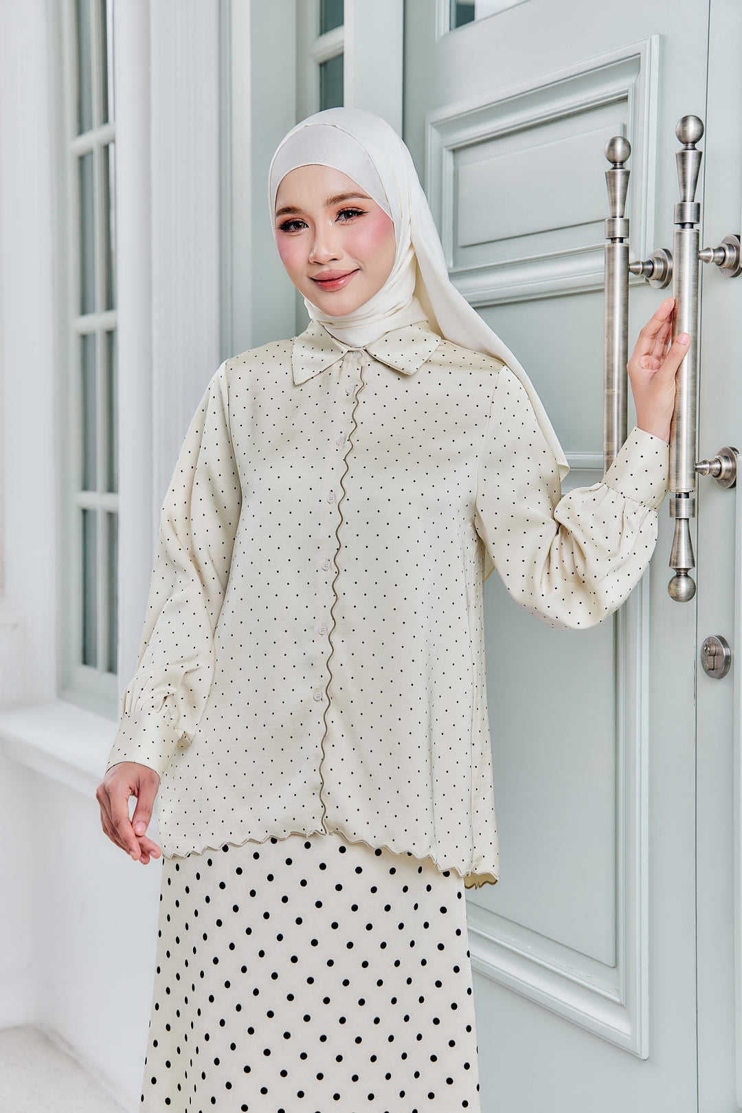 Ariella Embroidery Mini Polka Dot Blouse