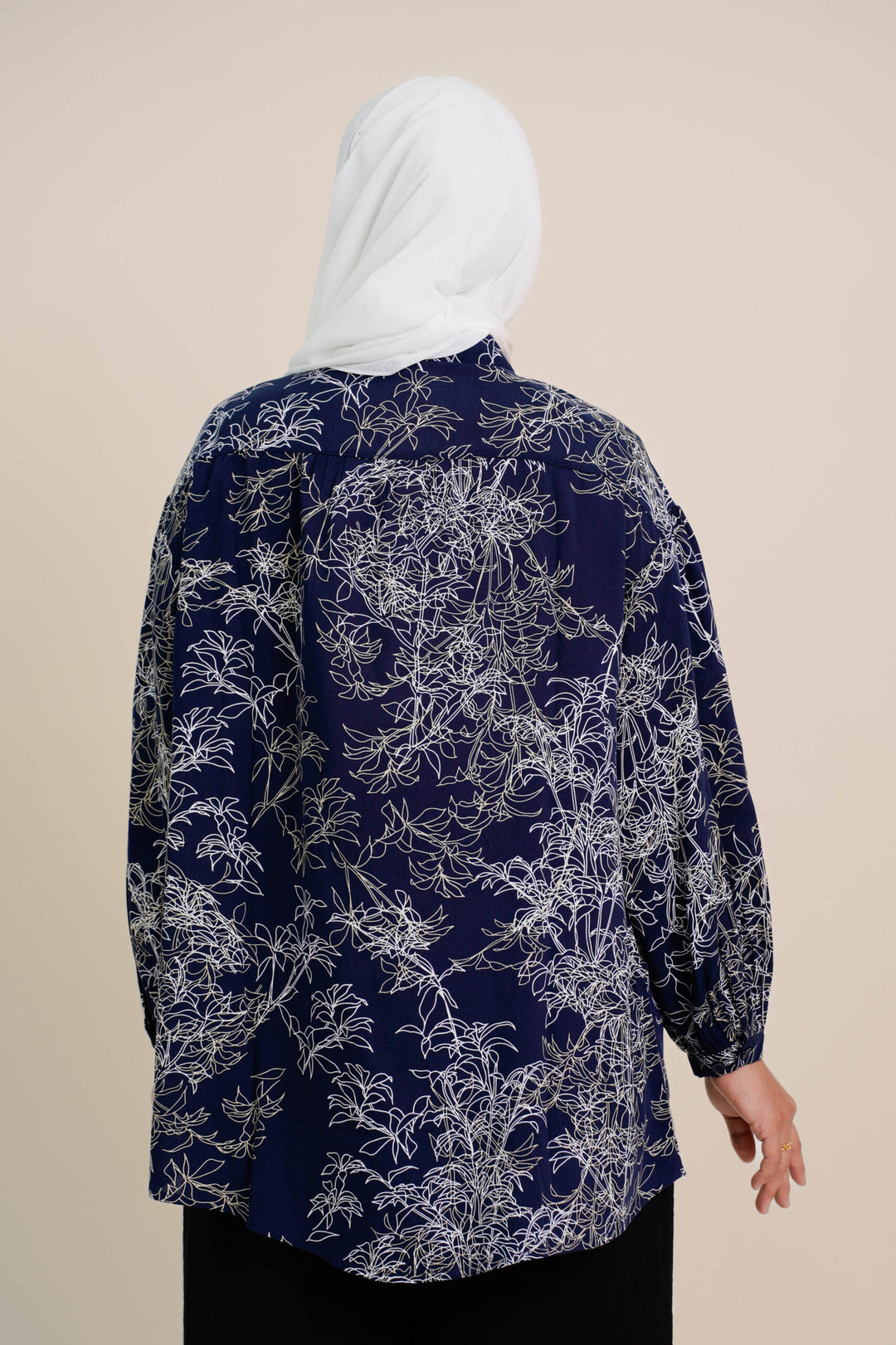 Melisa Printed Blouse (B) Navy