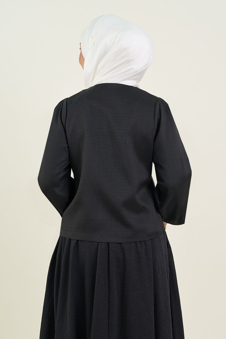 Olivia Plain Tweed Jacket Black