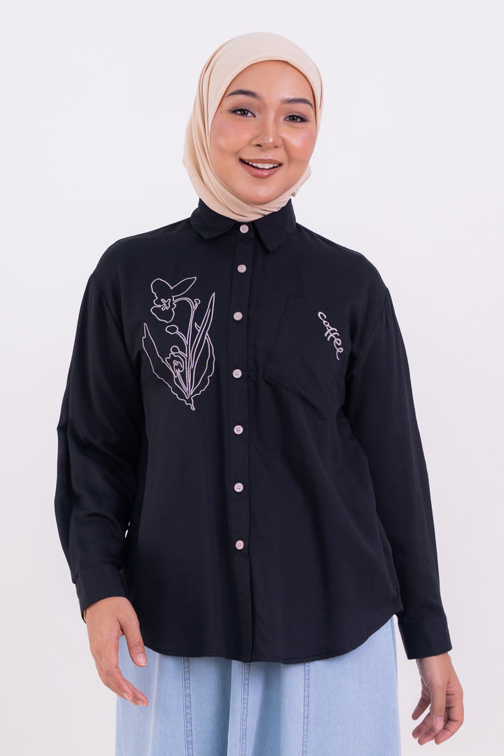 Khanza Embroidered Blouse Black