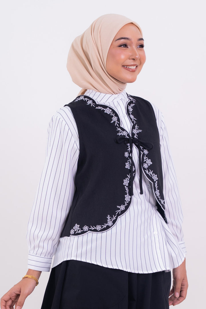 Vienna Embroidered Vest Black