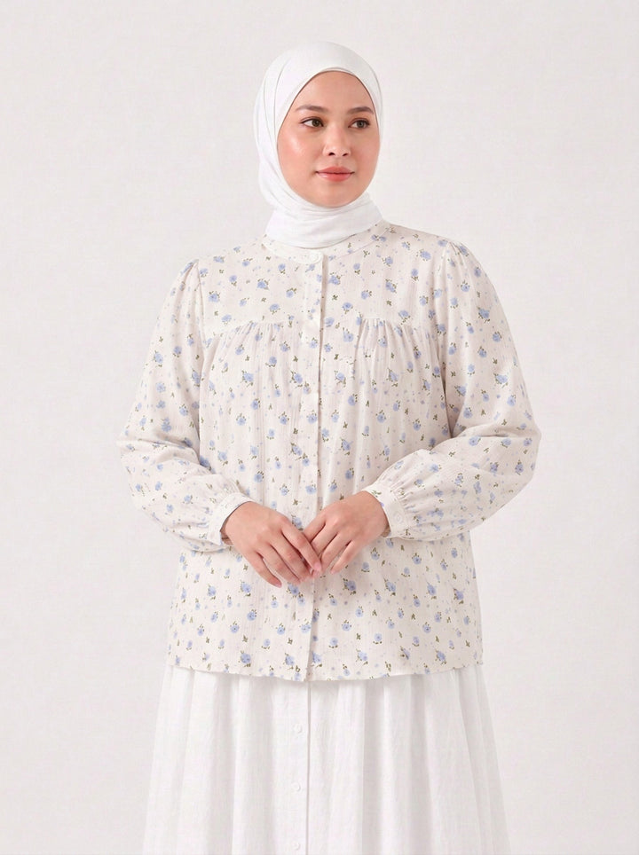 Eva Plus Cotton Printed Blouse