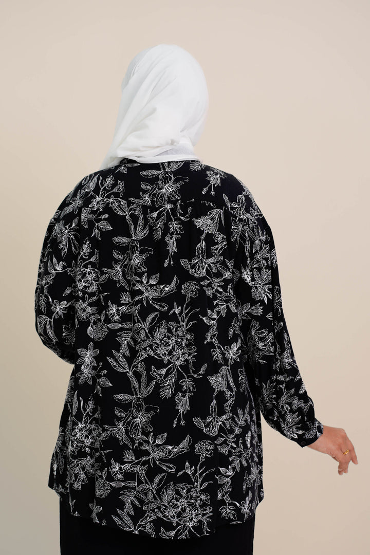 Melisa Printed Blouse (C) Black