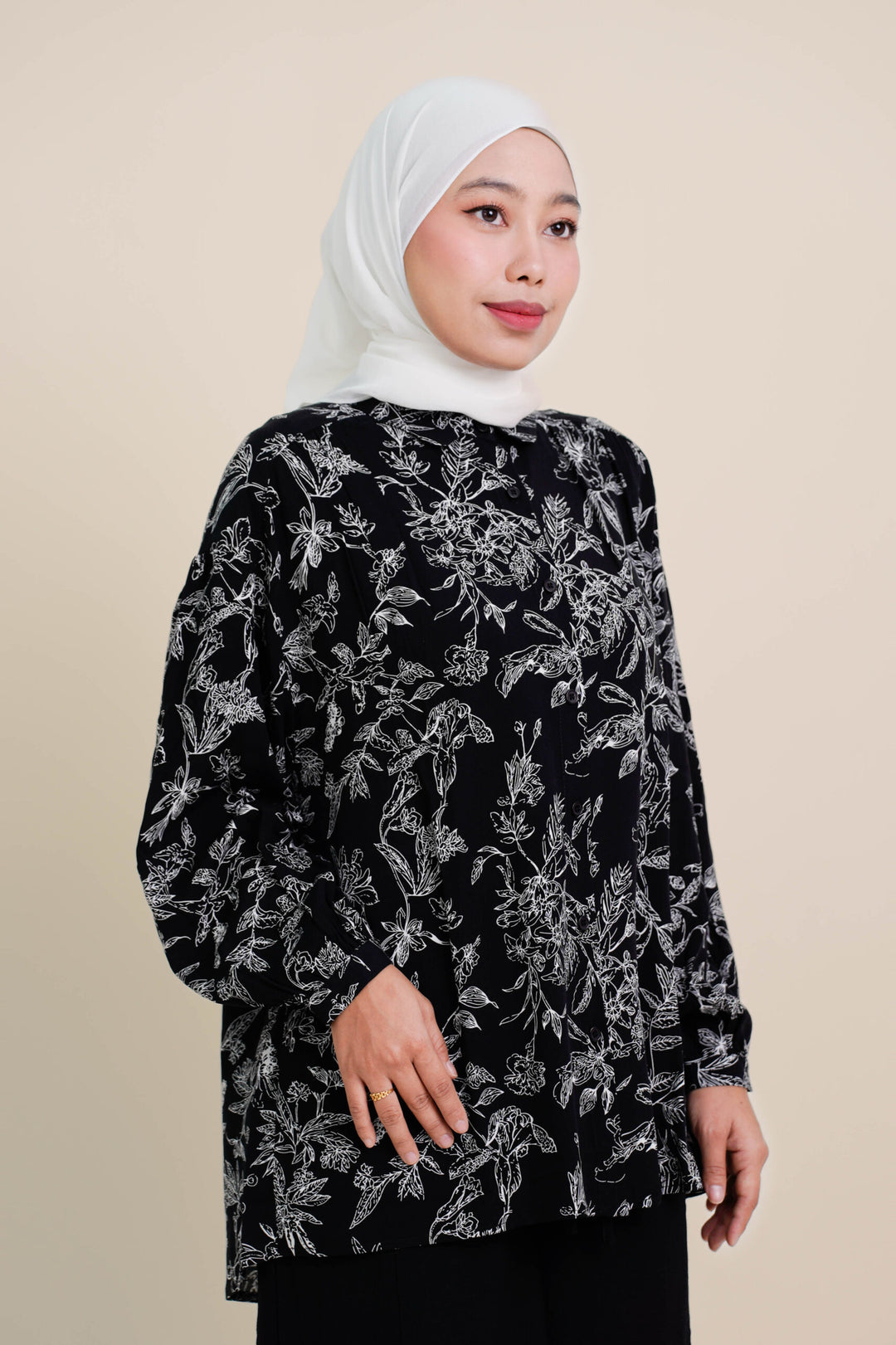 Melisa Printed Blouse (C) Black
