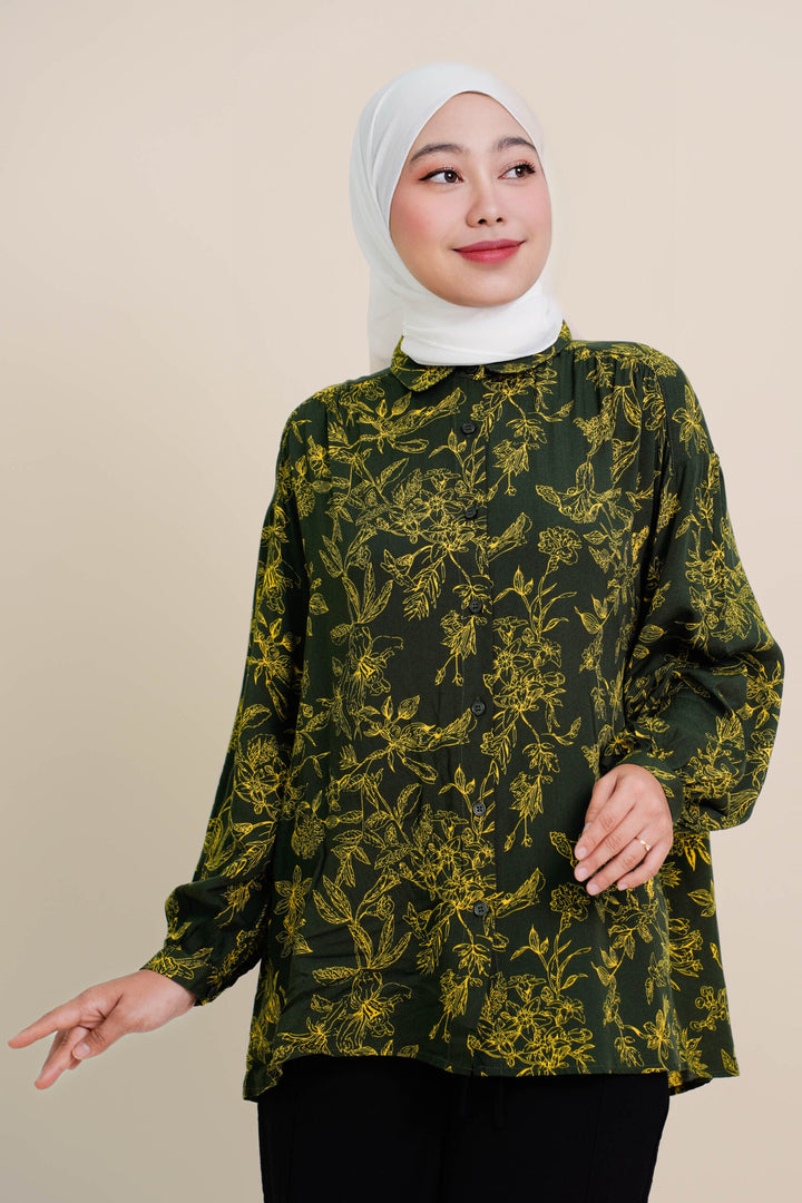 Melisa Printed Blouse (C) Green
