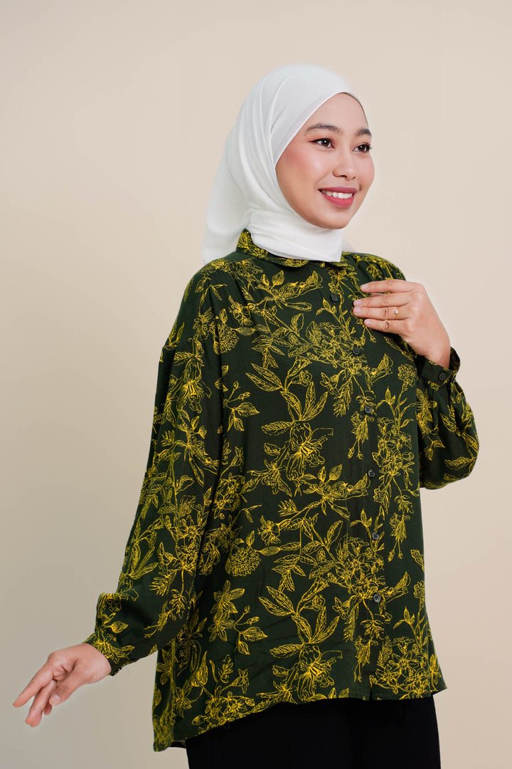 Melisa Printed Blouse (C) Green
