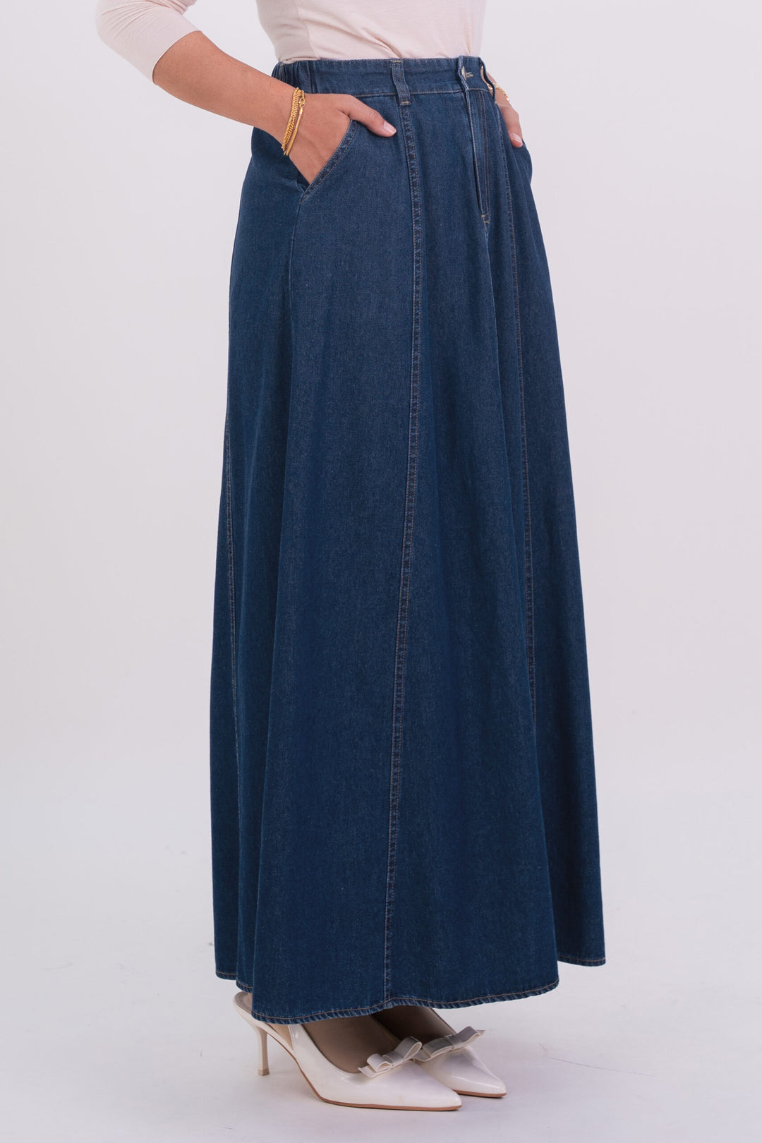 Mila Denim A-Line Skirt Dark Blue