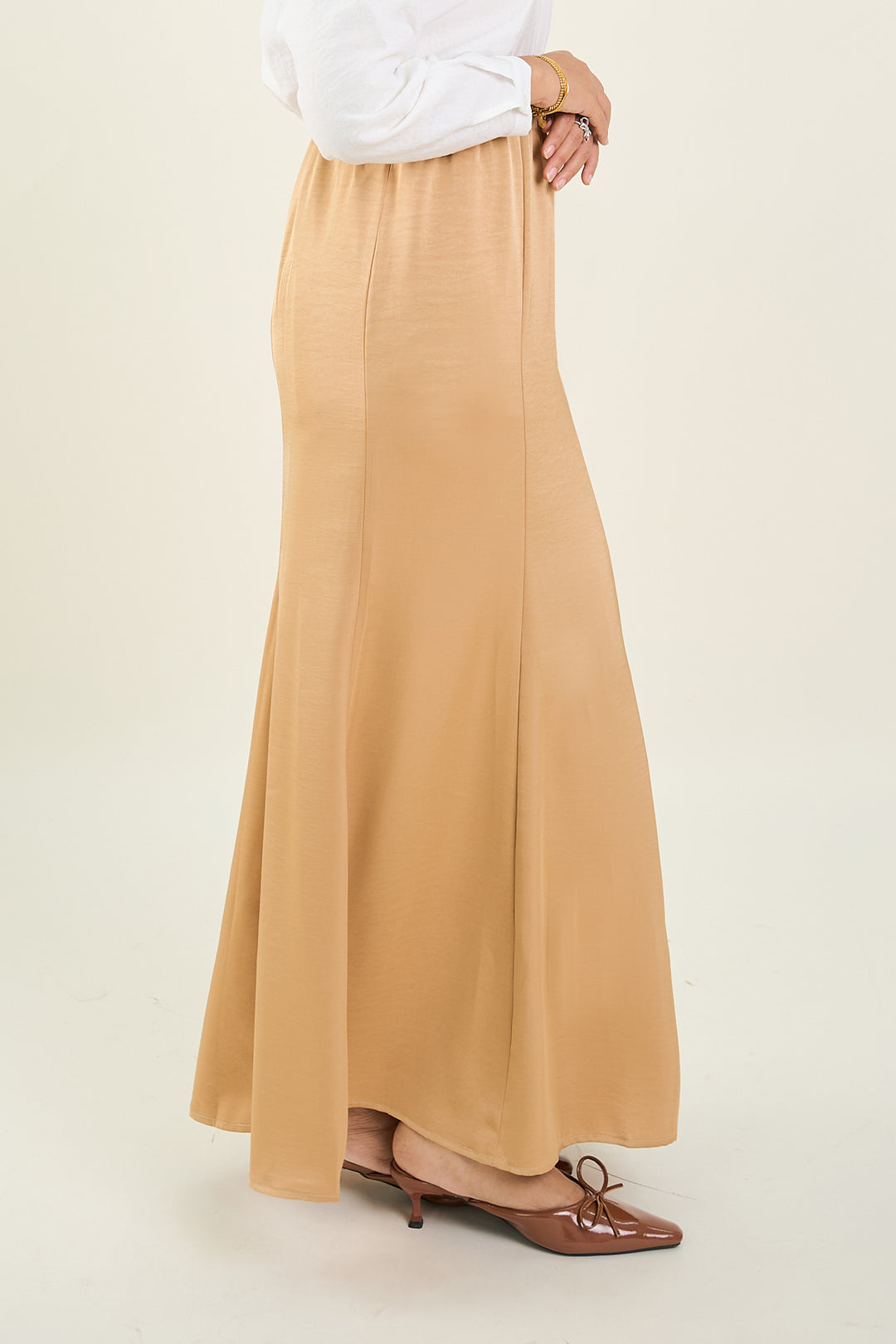 Grace Satin Mermaid Skirt Latte