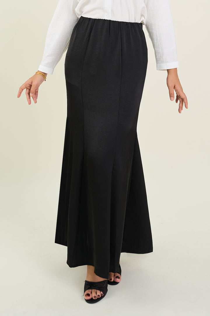 Grace Satin Mermaid Skirt Black